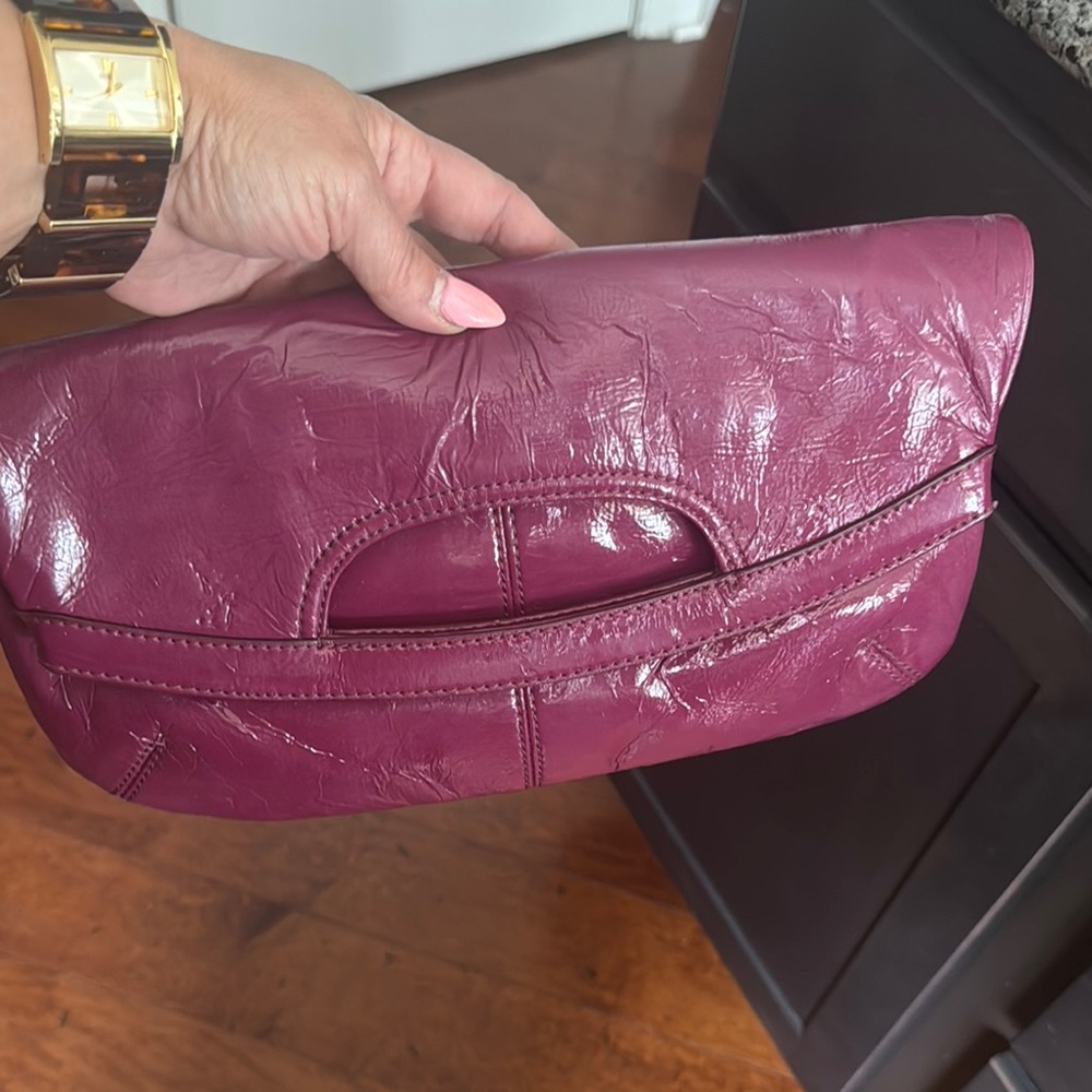 Nine West Purple Patent Leather Clutch Y2K Evening Bag